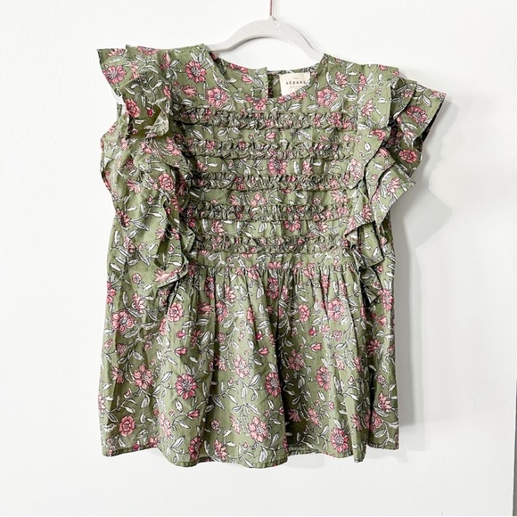 Sezane Melia Blouse Flowers Khaki Ruffled Flutter Floral
Fleurs Size 34 US 2 - Picture 3 of 9